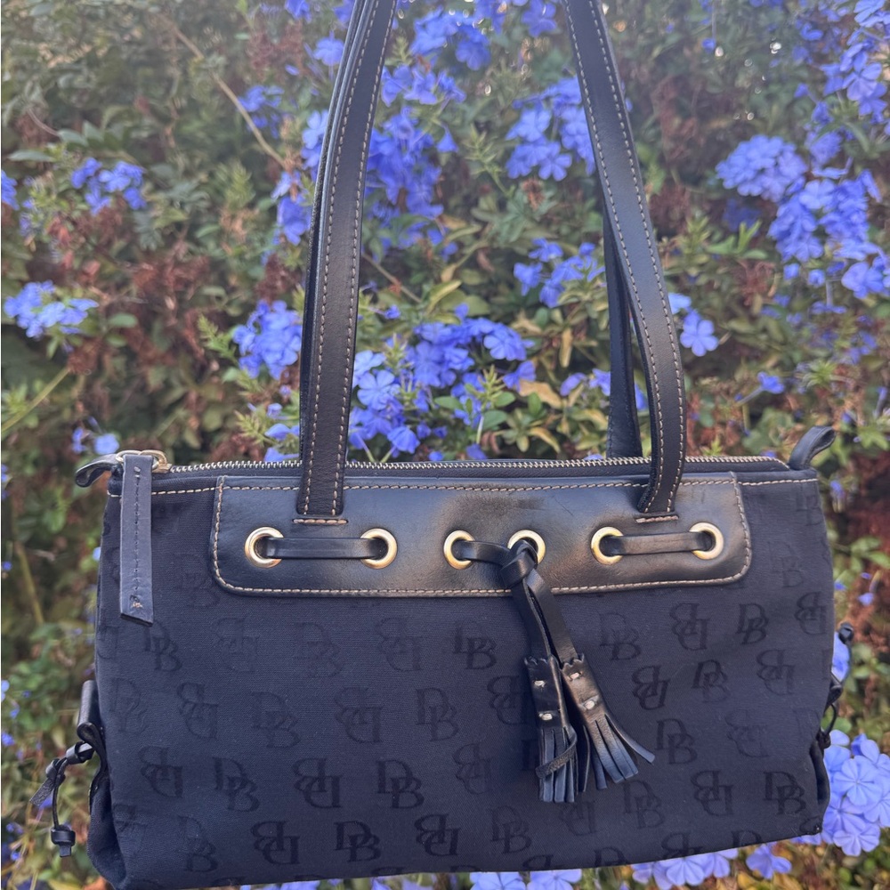 Vintage Black Dooney And Burke Tassel Shoulder Bag